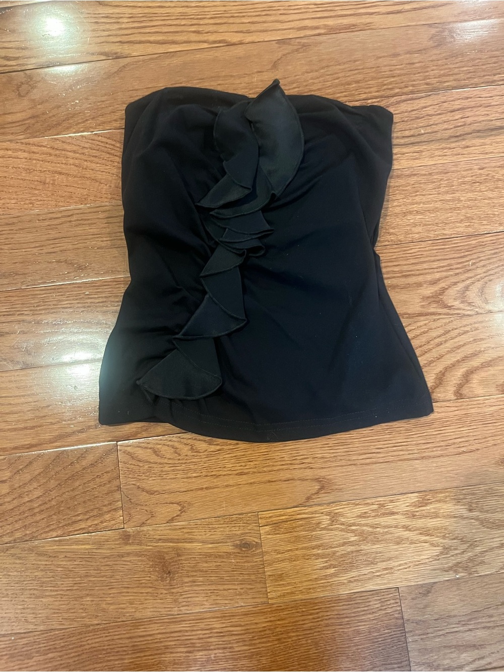 Susana Monaco Black Strapless Ruffle Detail Tunic